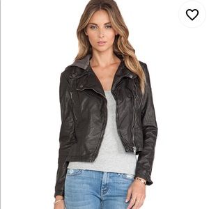 FREE PEOPLE Vegan Leather Hood Moto Black Jacket